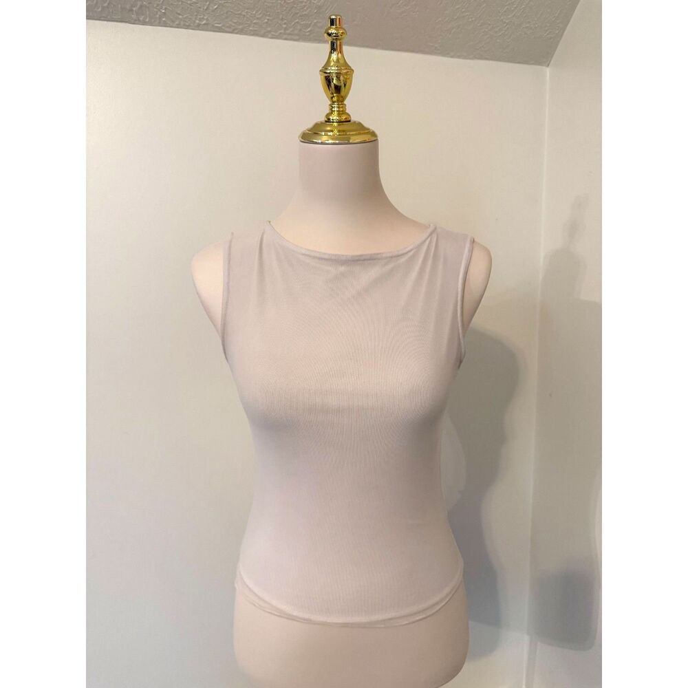 Brandy Melville Kathleen Mesh Top White Sheer Y2K Sleeveless XS/S